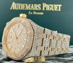 Audemars Piguet Royal Oak 37mm Rose Gold/ Steel Watch Iced 22ct Diamonds 15450SR