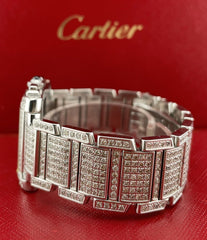 Cartier Tank Francaise Chrono Ladies 28mm Steel Watch Iced 6ct Diamonds Ref 2303