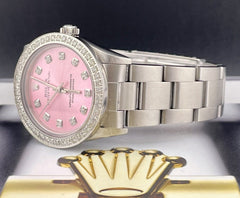 Rolex Midsize Oyster Perpetual 31mm 2ct Diamonds Pink Dial Steel Automatic Watch