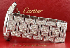 Cartier Rondo Solo Mens Steel Watch 42mm Iced Out 10ct Genuine Diamonds Ref 3802