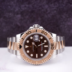 Rolex Yacht-Master 40mm Oyster 18k Rose Gold & Steel Watch Chocolate Dial 116621