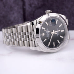 Rolex Mens Datejust II 41mm Black Index Dial Jubilee Steel Watch Ref 126300