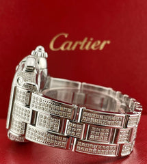 Cartier Roadster XL Men's Watch Silver Dial 43mm Iced Out 12ct Diamonds Ref 2618