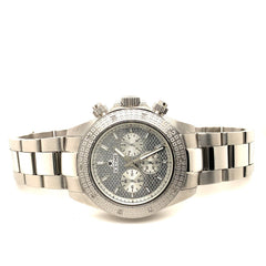 IceTime APEX White 40mm Men's White Gold Steel Watch Iced 0.10ct Diamonds