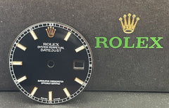 Rolex Mens Datejust 36mm Black Dial 18k Rose Gold Stick 116201 116231