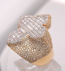 10K YELLOW GOLD 3.9 CARAT NATURAL CROSS ROUND DIAMOND MENS HIP HOP PINKY RING