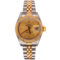 Rolex Ladies Datejust 26mm 18k Yellow Gold & Steel Gold Dial Watch Ref: 69173