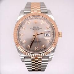 Rolex Datejust 41mm Jubilee Pink Diamond Dial ROSE Gold Fluted Jubilee 126331