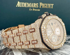 Audemars Piguet Royal Oak Offshore 42mm 18k Rose Gold Watch Iced 30ct Diamonds