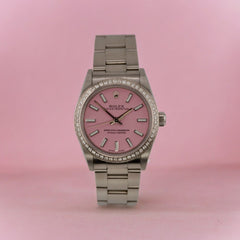 Rolex Oyster Perpetual 31mm 2ct Diamonds Pink Dial Steel Automatic Watch