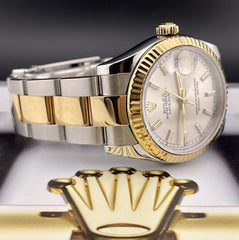 Rolex Midsize 31mm Oyster Perpetual 18k Gold/Steel Silver DialLadies Watch178273