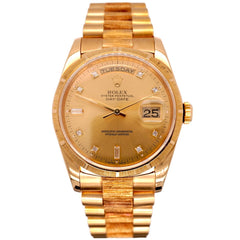 Rolex DAY-DATE 36mm President Men's 18K Yellow Gold Diamond Dial Watch Ref 18248