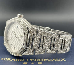 Girard Perregaux Laureato 41mm Mens Steel Watch Iced 25ct VS Diamonds Ref 81000