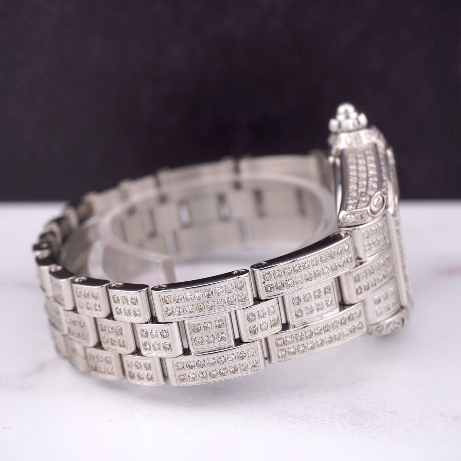 Cartier Roadster 33mm Ladies Watch Custom Iced Out 5ct Genuine