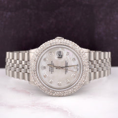 Rolex Men's Datejust 36mm Jubilee Steel Watch ICED 3.50ct Diamonds MOP Dial