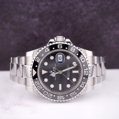 Rolex Mens 40mm GMT-Master II Ceramic Black Dial Stainless Steel Watch 116710LN