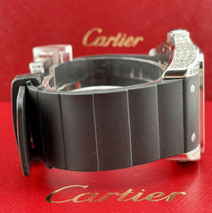 Cartier Santos 100 XL Mens Iced Out 4.5ct Genuine Diamonds Roman Rubber Ref 2656