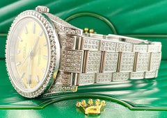 Rolex Oyster Perpetual 34mm 10ct Diamonds White Grape Dial Steel Watch 114200