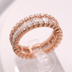 10K ROSE GOLD 2.5 CARAT NATURAL ROUND BAGUETTE DIAMOND MENS HIP HOP PINKY RING