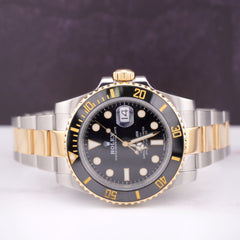 Rolex Submariner Date 40mm 18k Yellow Gold & Steel Black Oyster Watch 116613LN