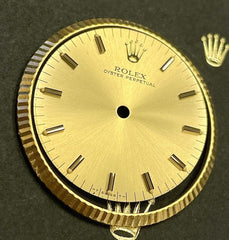 Rolex Oyster Perpetual Midsize 31mm Gold Dial & Gold Fluted Bezel Ref: 6751