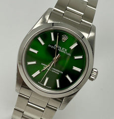 Rolex Oyster Perpetual 31mm Stainless Steel Green Dial Watch Ref 77080