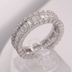 10K WHITE GOLD 2.3 CARAT NATURAL ROUND BAGUETTE DIAMOND MENS HIP HOP PINKY RING