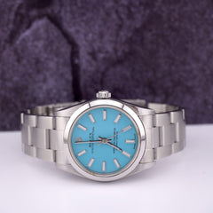 Rolex Oyster Perpetual 31mm Stainless Steel Baby Blue Dial Watch Ref 77080