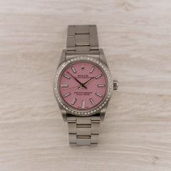 Rolex Oyster Perpetual 31mm 1.25ct Diamonds Pink Dial Steel Automatic Watch