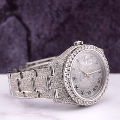 Rolex Men's Datejust 41mm Iced 18ct Diamonds Oyster Steel Watch Ref: 116300