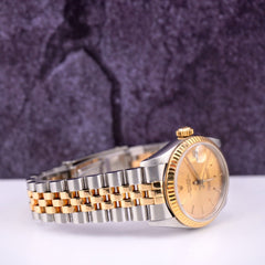 Rolex Datejust Midsize Ladies 31mm 18k Gold & Steel Gold Dial Watch Ref: 68273