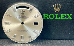 Rolex Mens Day-Date 40mm Silver BAGUETTE Dial 18k WHITE GOLD President 228239