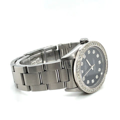 Rolex Oyster Perpetual 31mm 1.50ct Diamonds Black DialSteel Watch Ref 77080