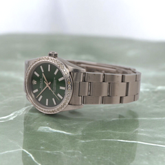 Rolex Oyster Perpetual 31mm 2ct Diamonds Green Dial Steel Automatic Watch