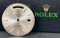 Rolex Mens Day-Date 40mm Rose Sundust Tapestry Dial Stick President Ref 228235