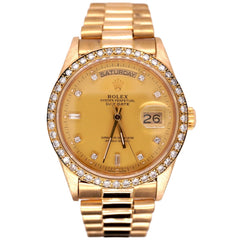 Rolex DAY-DATE President 36mm 18K Yellow Gold Mens Watch 2.0ct Diamond Ref 18038