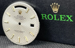 Rolex Mens Day-Date 40mm Silver Motif Dial Stick Markers President Ref 228238