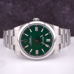 Rolex Oyster Perpetual 41mm GREEN Dial Stainless Steel Men's Watch Ref: 124300