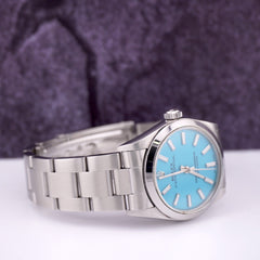 Rolex Oyster Perpetual 31mm Stainless Steel Baby Blue Dial Watch Ref 77080