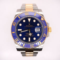 Rolex Submariner Date 40mm 18k Yellow Gold & Steel BLUE Oyster Watch 116613LB