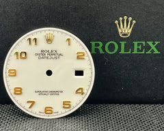 Rolex Datejust 36mm 18k White Dial Yellow Gold Arabic Numeral Ref 16233 16013