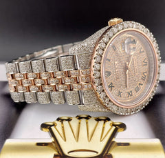 Rolex Datejust 36mm 18k Rose Gold/Steel 16ct Iced Out Roman Dial Ref: 116231