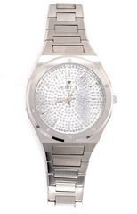 IceTime ALPHA White 42mm Men's White Gold Steel Watch Iced 0.10ct Diamonds