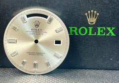 Rolex Mens Day-Date 40mm Silver BAGUETTE Dial 18k WHITE GOLD President 228239