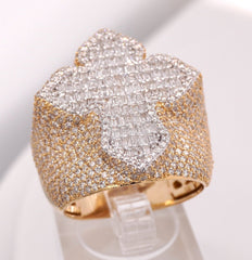 10K YELLOW GOLD 3.9 CARAT NATURAL CROSS ROUND DIAMOND MENS HIP HOP PINKY RING