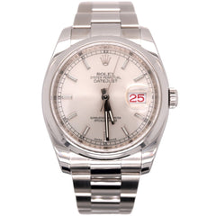 Rolex Datejust 36mm Mens Stainless Steel Oyster Silver Dial Watch Ref: 116200