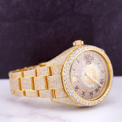 Rolex Sky-Dweller 42mm 18k Yellow Gold Iced Out 25ct Genuine Diamonds Ref 326938