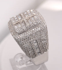 10K WHITE GOLD 4.6 CARAT NATURAL SQUARE BAGUETTE DIAMOND MENS HIP HOP PINKY RING