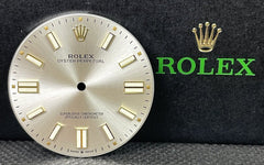 Rolex 41mm Men's Oyster Perpetual Silver Dial White/Gold Stick Ref: 124300