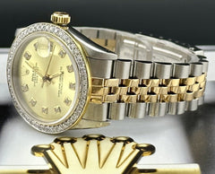 Rolex Ladies Datejust 31mm 18k Yellow Gold/Steel ICED 1.5ct Diamonds Gold Dial